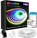 dalattin Smart RGB COB LED IC Strip Lights, 576 LEDs/m Addressable High Density Flexible with Remote & App Control, 16.4ft LED Lights for Living Room, Bedroom, Kitchen Lighting