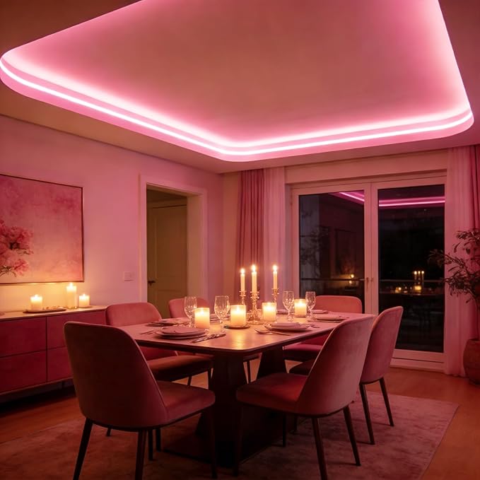 5V LED Strip Lights, Pink USB LED Light Strip, 3.28FT Dimmable Cob LED Strip Light, High Brightness Short LED Strip for Display Cabinet, Living Room, TV Lights