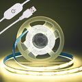 COB LED Strip Light 5V USB Tape 320LED/m Dimmable LED Strip Light USB TV Backlight Flexible Under Cabinet Tape Light for Bedroom,Kitchen,Home DIY Lighting (4000K, 6.56FT)