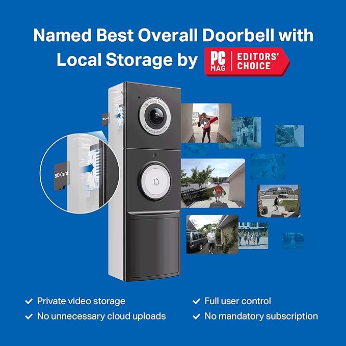 Tapo 2K+ Wired or Battery Powered Smart Video Doorbell with Chime - 180° Field of View, Person/Vehicle/Package Detection, Ring Call, 2-Way Audio, Subscription-Free Local Storage or Optional Cloud,D225