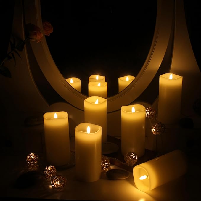 Stonebriar 6 Count Ivory Real Wax 3x6 Flameless LED Pillar Candles with Remote and Timer