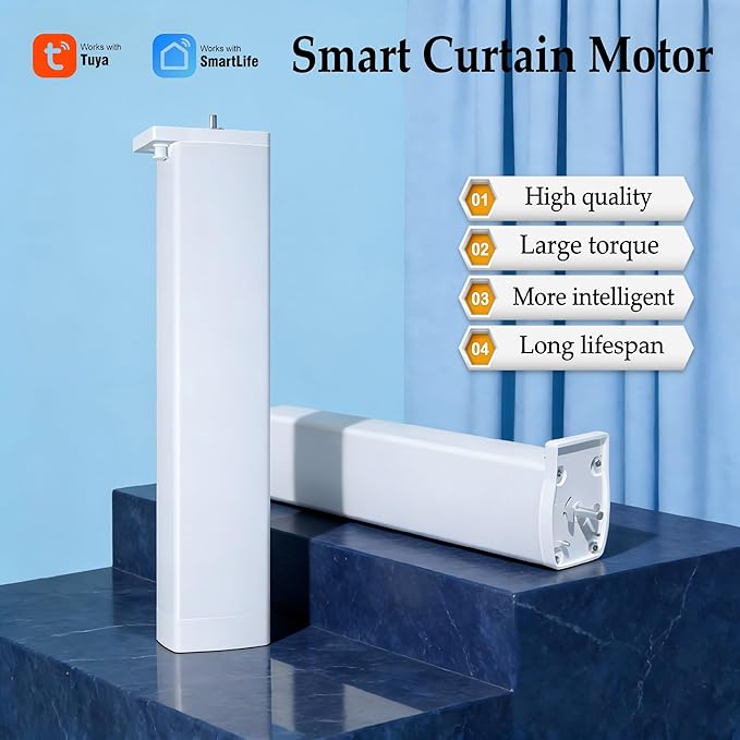 Wifi Motor with Plug for Smart Curtain Track System, Automatic Ceiling Curtain Opener, Motorized Curtains with App, Voice, Remote Control, Compatible with Alexa,Google and Siri