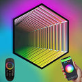 3D Infinity Mirror Light, 28" Hexagon LED Tunnel Wall Light with 358 LEDs, App & Remote RGB Color Changing Mirror for Gaming Room Decor, Party, Bar, Geometric Art Deco Wall Mounted