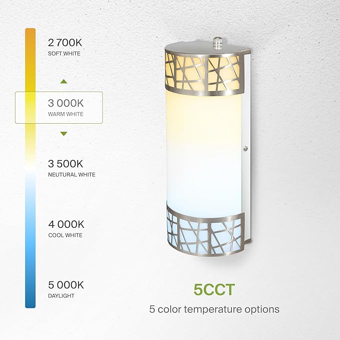 ASD 12 Inch LED Indoor Wall Sconce - Brushed Nickel Modern Dimmable 15W 2700K-5000K Adjustable Wall Mounted Light Fixtures, Wall Lights for Bedroom, Bathroom, Living Room, Hallway Decor - ETL 4 Pack