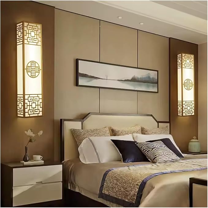 Chinese Style Bedroom Wall Lamp Strip Shaped Zen Background Wall Bedside Lamp Living Room Hallway Stairs Hotel Lighting,Elegant
