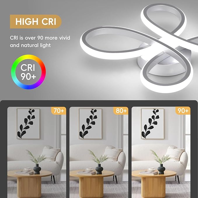 ADISUN Modern LED Ceiling Light, 6000K Silver Semi Flush Mount Ceiling Lights for Hallway, Modern Lamps for Living Room Bedroom Corridor Aisle Hallway Indoor Ceiling Lamp (L14.56*W14.56*H1.18)