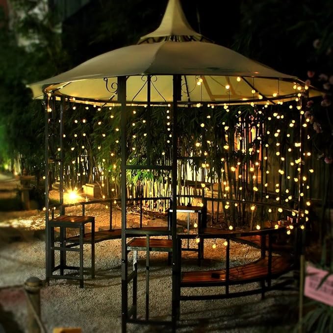 Toodour Solar String Lights Outdoor Waterproof, 36ft 60 LED Globe String Light with 8 Mode, Crystall Ball Lights Solar Patio Lights for Garden, Lawn, Patio, Gazebo, Yard, Outdoor Decor - Warm White