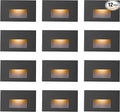 Stair Lights Outdoor Indoor LED Step Lights, 12V Low Voltage Stairway Light 4W 3000K Warm White, IP66 Waterproof Deck Staircase Light, Horizontal, Black, 12-Pack
