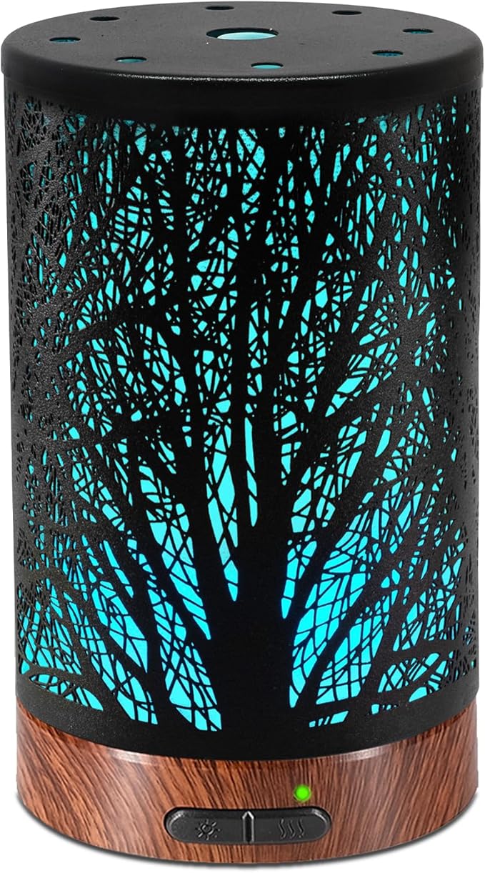 Essential Oil Diffuser - 150ML Metal Aromatherapy Diffuser for Essential Oils with 7 Colors Lights Gifts for Mom Auto Shut-Off & Ultrasonic Cool Mist Diffuser, Ambience for Home