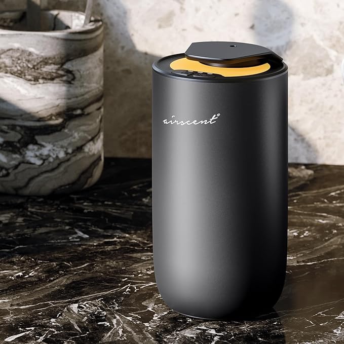 The AirScent Mini Waterless Diffuser for for Homes, Offices, Spas and Hotels - Titanium Black Finish - Fragrance Oil Aromatherapy Diffuser for Aesthetic Scenting -15 mL Capacity - Night Light Feature