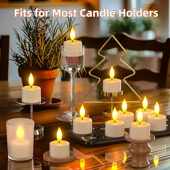 PChero Flameless Candles with Remote Timer & Magnetic Charging Base, 12 Pack Waterproof Rechargeable LED Tea Lights Fake Floating Candles for Pool Outdoor Lantern Wedding Centerpieces Christmas Decor