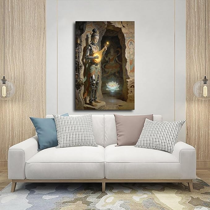 Framed Steampunk Mechanical Fairy Wall Art - Cultural Retro-Futuristic Poster for Home Office Bedroom Decor 20x30inch(50x75cm)