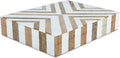 Handicrafts Home White Decorative Storage Box with Lid Wooden Desk Organizer Box Office Storage Box for Workspace Desk Decor Organizer – Resin Inlay Marquet Chevron Collection - 6x8x1.5