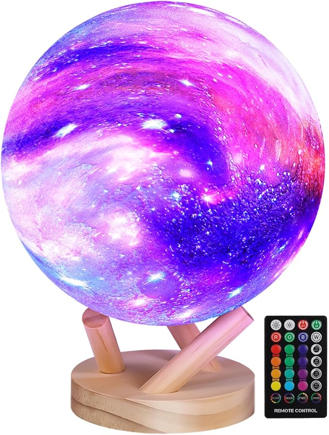 Moon Lamp Galaxy Lamp 6 inch 16 Colors LED 3D Moon Light, Remote & Touch Control Lava Lamp Moon Night Light Gifts for Girls Boys Kids Women, Birthday and Mothers Day Gifts