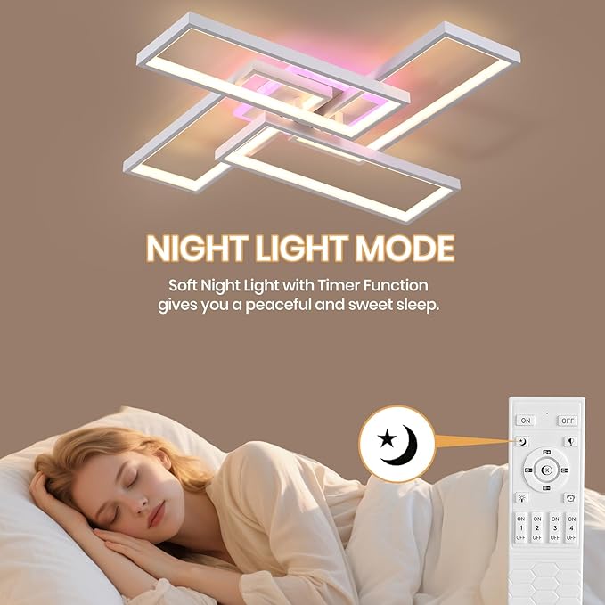 Modern LED Ceiling Lights for Bedroom,50W Led Flush Mount Ceiling Lamp,Dimmable Square Ceiling Light Fixture with Remote Control for Living Room,Kitchen,Balcony,White,3000-6000K