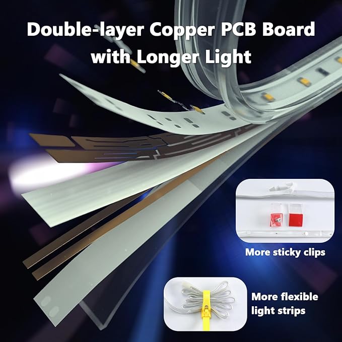 Outdoor LED Strip Lights, 66 ft, Smart IP67 Waterproof RGB Lights 20m with Music Sync and App Control, Wall-Mountable, for Balcony, Garden, Bedroom, Christmas, Halloween (No Remote Control)