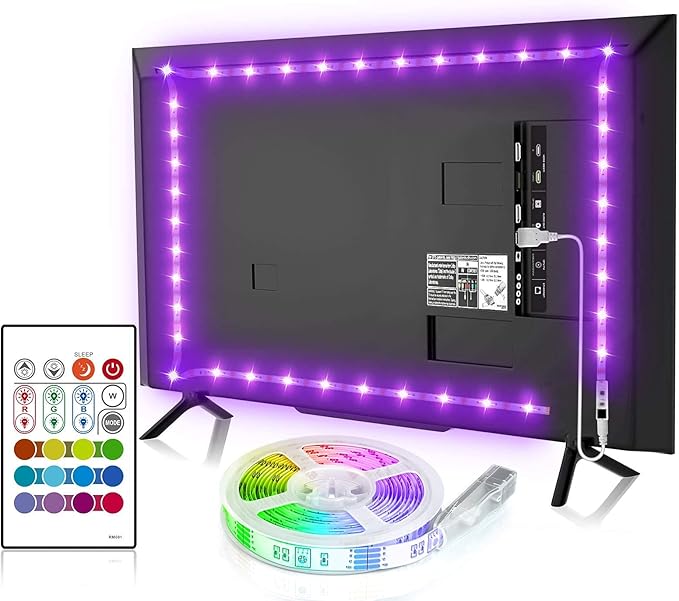BASON LIGHTING TV LED Backlight，LED Light for TV with Remote Control, 4096 DIY Colors Led Strip Lights for 32-58 Inch TV, Gaming and Home Decor, USB Powered, Easy to Install.