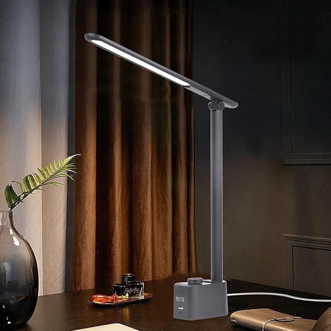 Pssopp LED Desk Lamp, 5 Color Temperatures Adjustable 18W Eye Caring Table Reading Lamp for Home Study and Office (T221012)