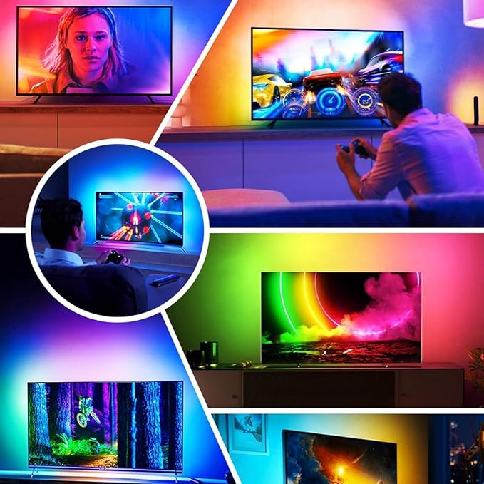 Led Strip Lights Sync,Led Lights for TV,RGB Music Sync Color Changing LED Light with Smart App/Voice Control,TV LED Back Light with HDMI Sync Box,Lighting Home Decoration (Size : 43")