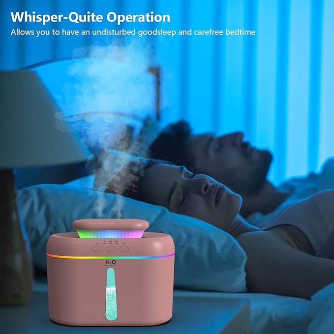 2L humidifiers for bedroom Room Home Ultra-Quiet 28 dB Quiet Supersized Cool Mist Air Humidifier for Baby Nursery，Dual Nozzie，Easy to Clean & Fill, 7 Color NightLight (Light Pink)