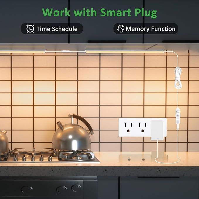 maylit Under Cabinet Lights Plug in, 6 Pcs 12 Inch Ultra Thin Under Cabinet Lighting, Super Bright Warm White Under Counter Lights for Kitchen, Dimmable Light for Cabinet, Counter, Workbench, Desk