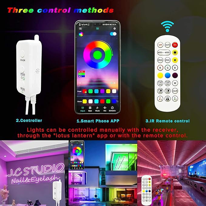 MIHEAL 80ft 5050 SMD RGB LED Strip Light Kit, Color Changing White Band Rope Lights with RF Controller and Power Supply for Home,Kitchen,Trucks,Sitting Room and Bedroom Decoration