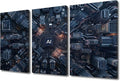 AI Advanced Circuitry Wall Art Decor 3 Panels Digital Intelligence Hub Pictures Circuit Board Pictures Painting Home Decor Print for Home Living Room Dining Room Framed Ready to Hang (36"Wx24"H)