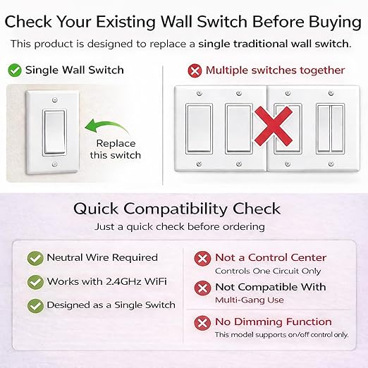 LANBON L8 LCD Smart Light Switch 4 Gang Single Pole,No Dim,Need Neutral Wire,Touch 2.4G WiFi Night Light Smart Switch Work with Alexa/Google Home,Mesh Network No Offline for Whole Smart Home, L8-HS4