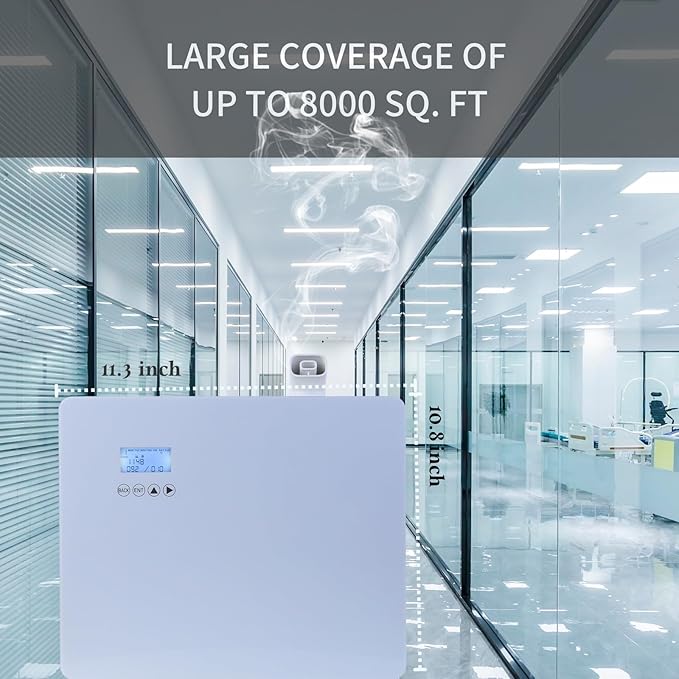 Waterless Commercial Scent Air Machine, HVAC Scent Diffuser for Large Coverage | Up to 8,000 Sq.ft, Whole House Aroma & Hotel Collection Diffuser 1000ml, Cold air Tech. (Metal-White)
