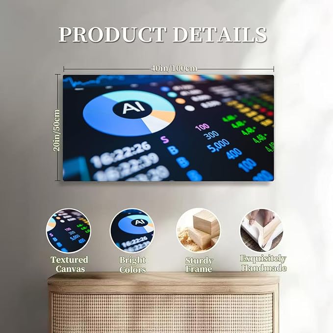 Wibinuki Wall Art Wall Decor Wall Paintings Robotic Fin-tech Ai processing the signal opening or closing the for Living Room Bedroom Bathroom Home Decor Can Be Hung Directly 20"x 40"
