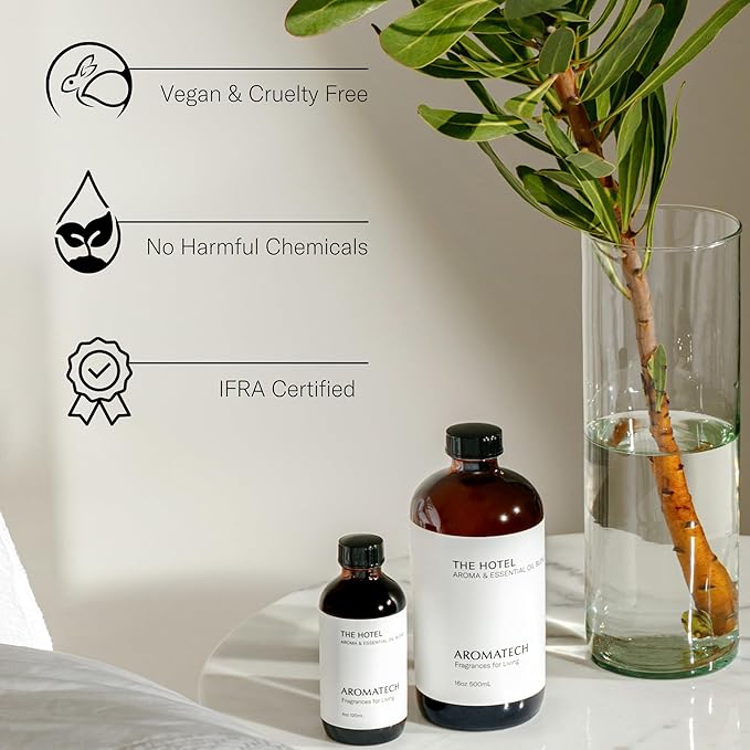 AromaTech The Hotel Aroma Essential Oil Blend: Luxury Hotel Inspired Aromatherapy with Lemon, Lavender, Peach & Pine for Ultrasonic Diffusers & Nebulizers (120 mL, The Hotel)