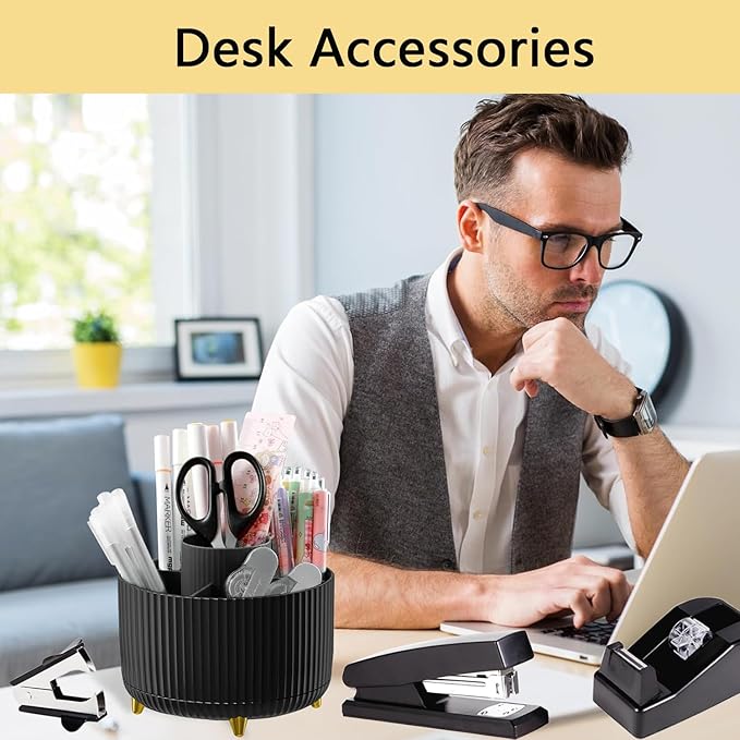 Office Supplies,Desk Accessories,with Stapler, Tape Dispenser,Desk Organizer,Folding Phone Holder,Pen,Journal Notebook,Scissor,Staple Remover,Staples,Clear Tape,Sticky Notes,Paper Clips,Bookmark,Ect