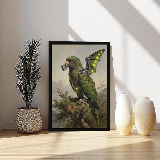 Framed Mechanical Fantasy Wall Art for Modern Living Room Industrial Sci Fi Decor Statement Piece 20x30in