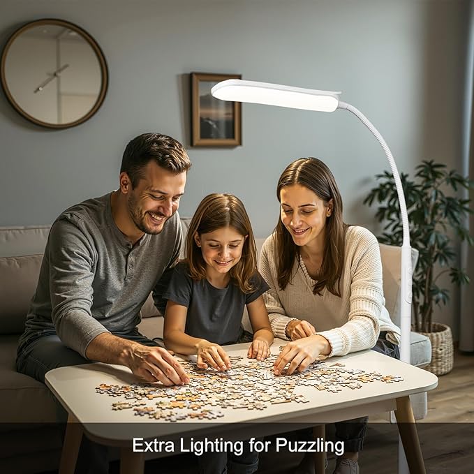 FRIDEKO HOME LED Floor Lamp with Remote, Dimmable Bright Reading Lamp for Crafts, Painting, Office & Bedroom, Adjustable Gooseneck Standing Light, 4 Color Temperatures, 1800LM, Touch Control, White
