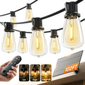 KYY 102FT(96+6) Solar String Lights Outdoor with USB Port Remote Control, LED Waterproof Solar Powered Patio with 32 Sockets, Heavy-Duty and UL Listed Porch Market Lights
