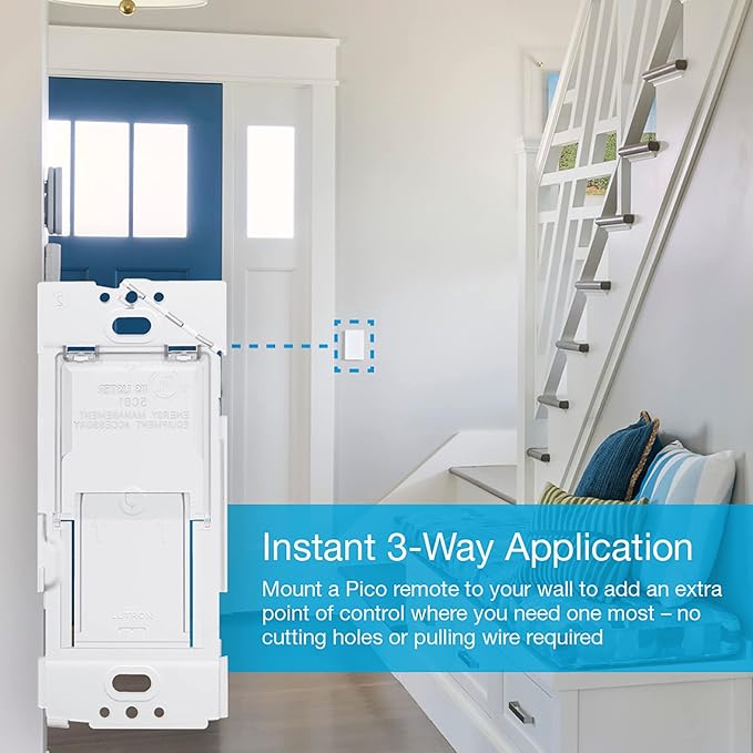 Lutron Caseta Plug-In Smart Lamp Dimmer Switch Kit with Pico Remote (Lutron Hub Required), Smart Light Switch Dimmer for Floor & Table Lamps, LED Lights, P-PKG1P-WH, White