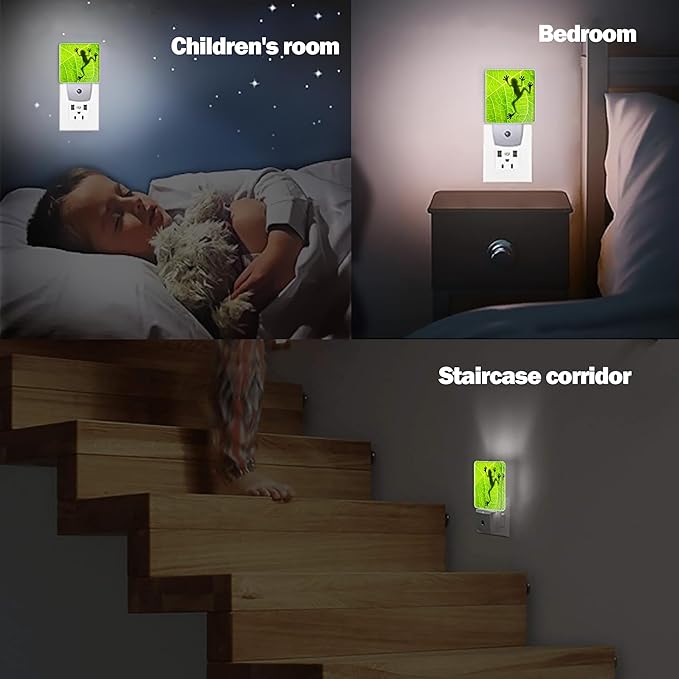 Frog Night Light，Green Leaf Night Lights Plug into Wall Decor for Bedroom,Bathroom, Hallway,Kitchen, Dusk to Dawn Sensor Nightlights for Boys Girls Women Men Room Gifts