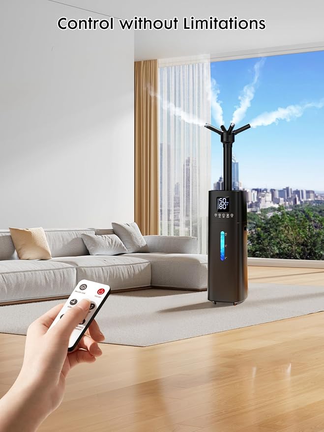 15L/4Gal Humidifier Large Room, 600mL/h Misting, 1200ft² Coverage, Auto Humidity Control, 72H Runtime, Top Fill, Aroma Diffuser, Sleep Mode, 12H Timer, Auto Shutoff Protection