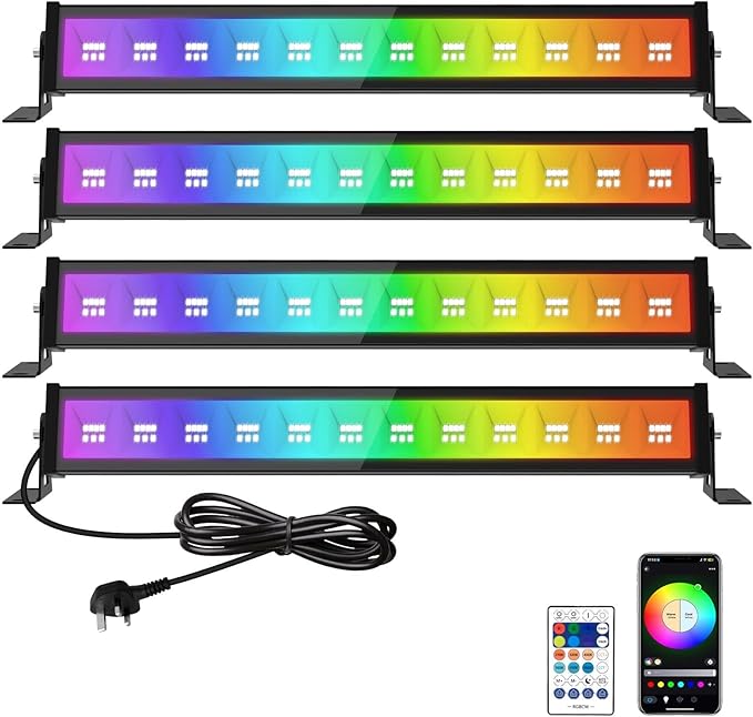 T-SUN RGBCW Wall Washer Lights 4 Pack 50W Stage Wash Light Bar Smart APP & Remote Control Music Sync Memory Timing Color Changing Wash Light for Stage Birthday Party Wedding Outdoor Indoor