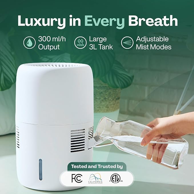 Smart Evaporative Humidifier with App Control & 3L Tank – Mist-Free, No White Dust – Quiet Operation for Better Sleep – Klarta Humea Beige