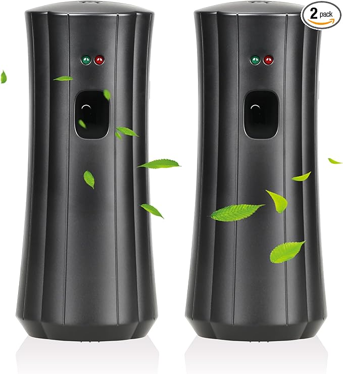 Automatic Fragrance Dispenser (2-Pack) Wall-mounted Aerosol Spray Air Freshener for Hotels, Home, Indoor, Offices, Schools, Restaurants, Commercial Place (Black, 008-BY)
