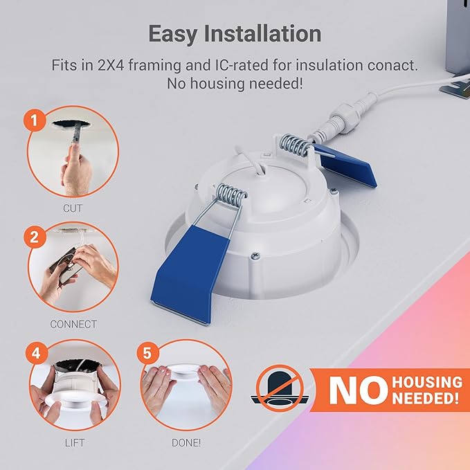HALO 4” Smart Wi-Fi Canless LED Light Powered by WiZ Pro, Dimmable Full Color w/Adjustable Gimbal, SpaceSense, Smart Home-Ready - RAWZC409