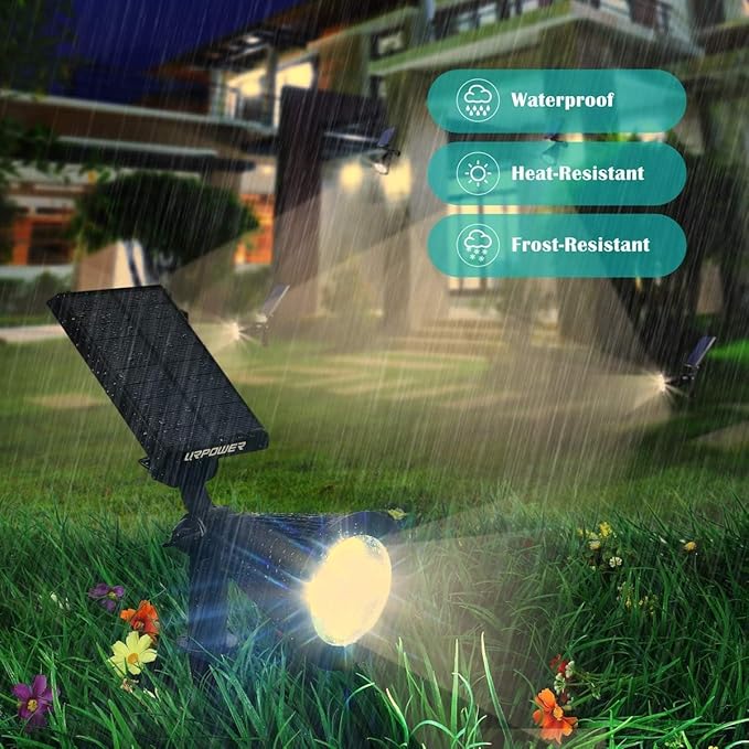 URPOWER Solar Lights Outdoor, 2-in-1 Solar Spot Lights Waterproof with 2 Lighting Modes, Adjustable Solar Powered Spotlights Auto On/Off Landscape Lights for Yard Garden Pathway, 6 Pack (Warm White)