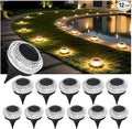Solar Deck Lights Outdoor - IP67 Waterproof Solar Driveway Dock Lights, 12PK Solar Pthway Lights, Outdoor Warning Step Lights for Driveway Sidewalk Garden Pathway Yard Stair Backyard Decor(Warm White)