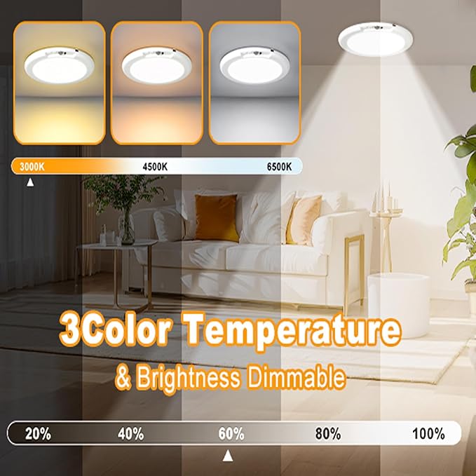 LINEWAY Rechargeable Motion Sensor Ceiling Light with Remote,Battery Operated LED Ceiling Lights 3 Colors Dimmer 7.5'' Wireless Closet Light Magnetic Motion Activated Shower Light for Shed Pantry