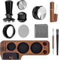 9 Pack Espresso Tamper Station&Coffee Distributor Tamper&Espresso WDT Stirrer&Coffee Tamping&Brush&Coffee Dosing Funnel&Espresso Puck Screen, Latte Art pen and Towel (54 mm)