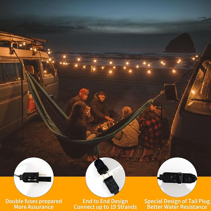 40FT LED Outdoor String Lights Waterproof, G40 LED Globe Outdoor Lights for Patio with 27 Edison Vintage Shatterproof Bulbs, Connectable Backyard Lights for Garden, Bistro, Porch, Cafe