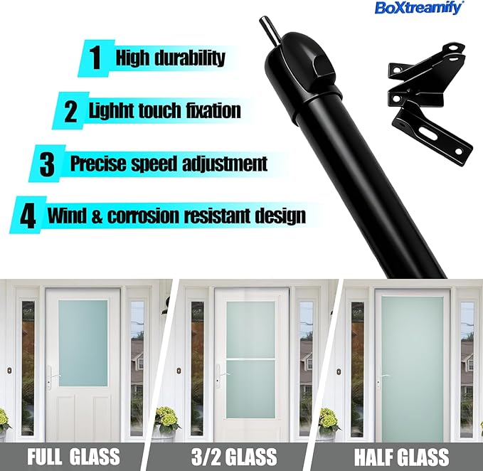 Storm Door Closer&Screen Door Closer Kit, Equipped with Press & Stay Function, Supports Adjustable Speed and Gentle Quiet Closing Action - for Medium & Lightweight Storm Doors