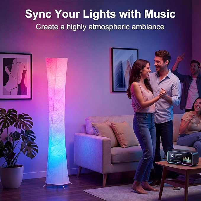 Floor Lamp, RGB Color Changing Led Smart Lamp, Music Sync, APP Remote Control, 62'' Standing Lamp for Living Room Bedroom Game Room