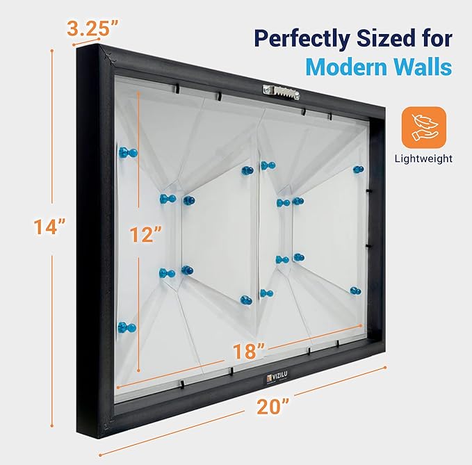 3D Picture Frame with Reverse Perspective Illusion – Premium Wall-Mount Display for 12x18 Photos – Modern Matte Black Gallery Décor And Interactive Motion Effect for Home or Office
